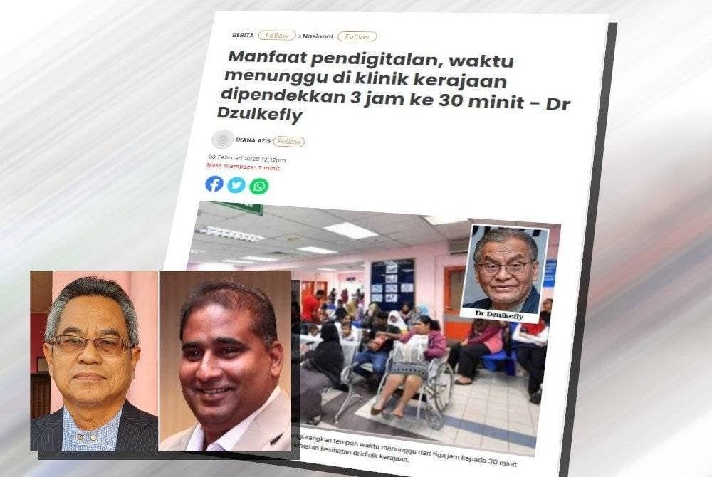 Laporan Sinar Harian berhubung waktu menunggu di klinik kerajaan dipendekkan 3 jam ke 30 minit. (Gambar kecil: Zainal Ariffin, Marimuthu)
