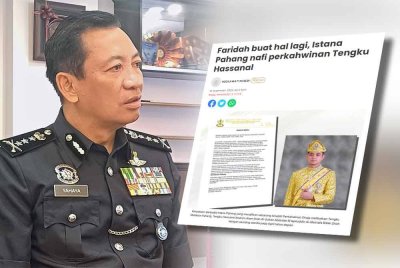 Yahaya - FOTO SINAR HARIAN. Gambar kanan: Tangkap layar keratan Sinar Harian mengenai penafian perkahwinan Tengku Hassanal.