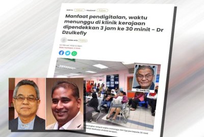 Laporan Sinar Harian berhubung waktu menunggu di klinik kerajaan dipendekkan 3 jam ke 30 minit. (Gambar kecil: Zainal Ariffin, Marimuthu)