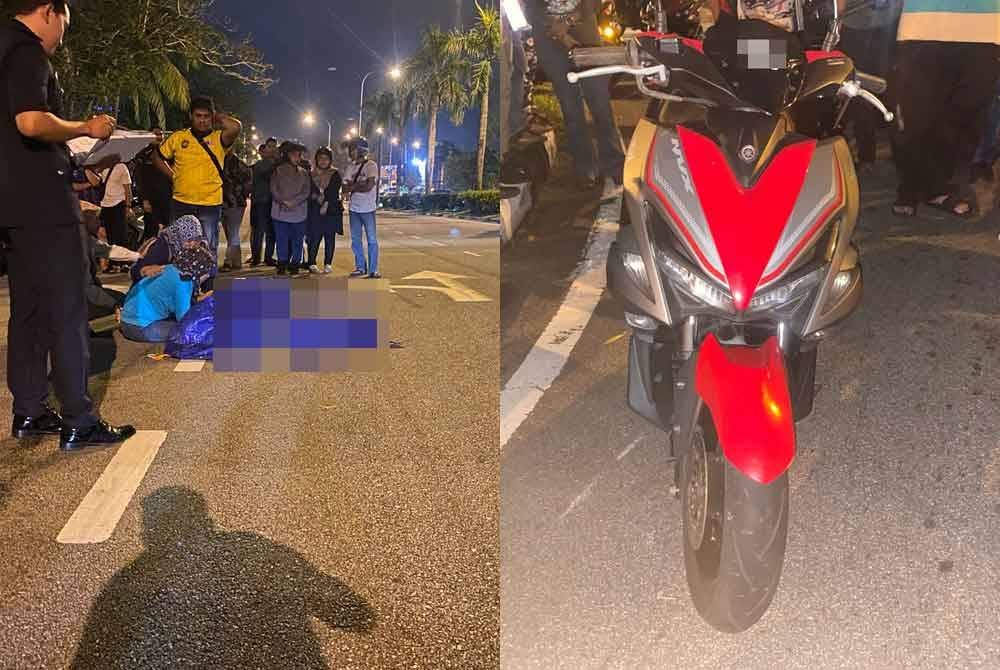 Penunggang motosikal disahkan meninggal dunia di lokasi kejadian dalam kemalangan di Jalan Kemajuan pada Selasa. Foto polis