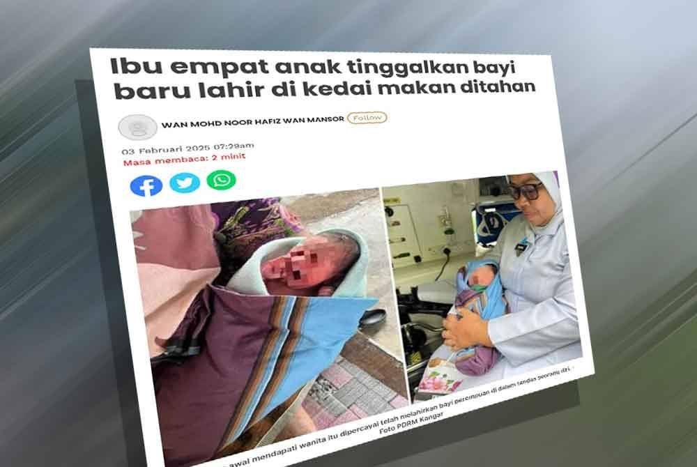 Laporan Sinar Harian mengenai seorang pembantu kedai makan ditahan polis bagi membantu siasatan penemuan seorang bayi perempuan yang ditinggalkan di sebuah kedai makan di Sanglang.