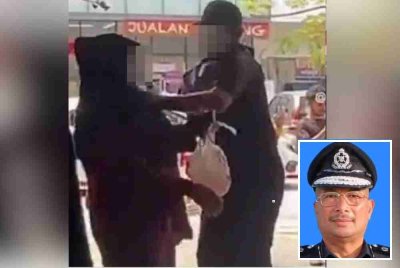 Video tular seorang isteri ditampar oleh suaminya di sebuah pusat beli-belah di Kota Warisan baru-baru ini. Gambar kecil: Norhizam