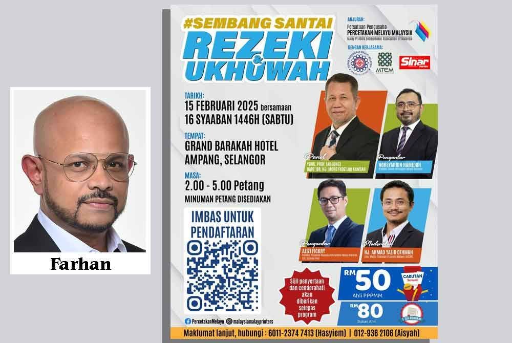 Program tersebut bakal berlangsung pada 15 Februari ini bertempat di Hotel Grand Barakah, Ampang bermula jam 2 hingga 5 petang.