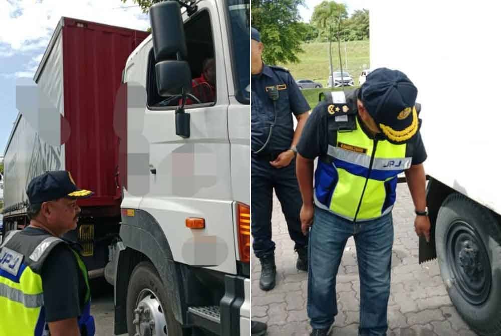 Ahmad Kamarunzaman memeriksa sebuah lori ketika Operasi Penyamaran Khas sempena Tahun Baharu Cina di Hentian Rehat dan Rawat Rawang arah utara pada Khamis.