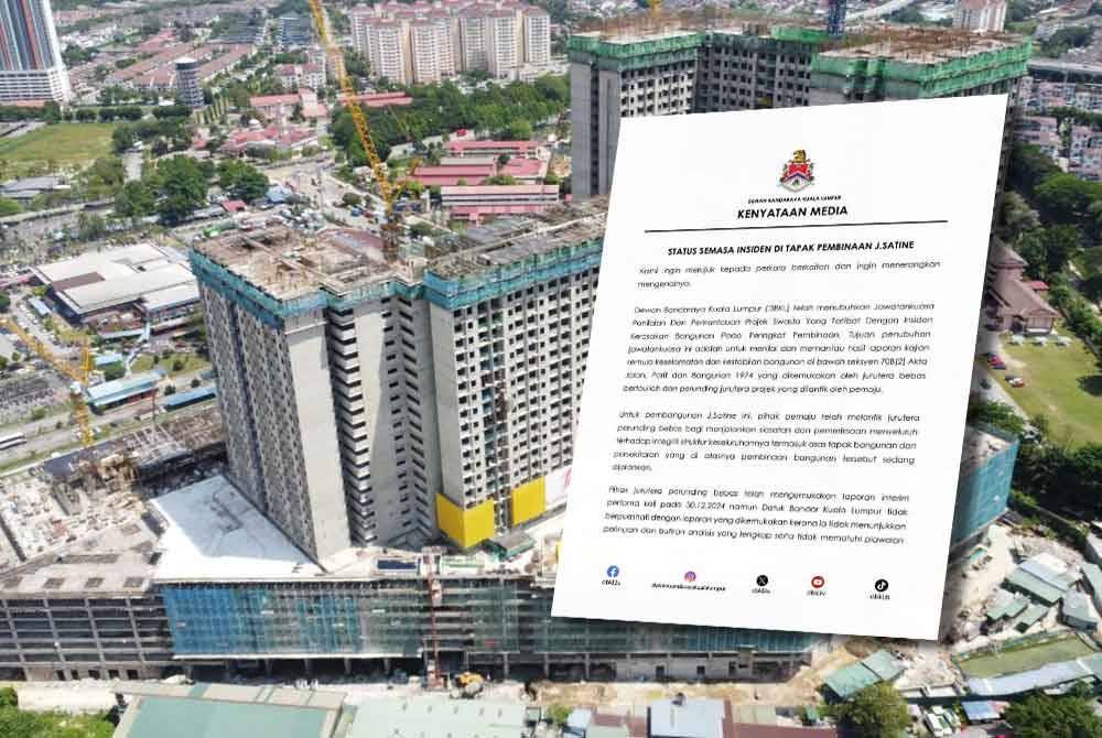 DBKL masih belum menerima laporan lengkap daripada jurutera perunding projek dan bebas yang dilantik pemaju berhubung kesan keretakan struktur bangunan di Blok C bagi projek J Satine di Wangsa Maju.
