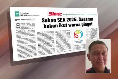 Laporan Sukan Sinar pada Khamis mengenai sasaran pingat pada Sukan SEA 2025. Gambar kecil: Mohd Sadek