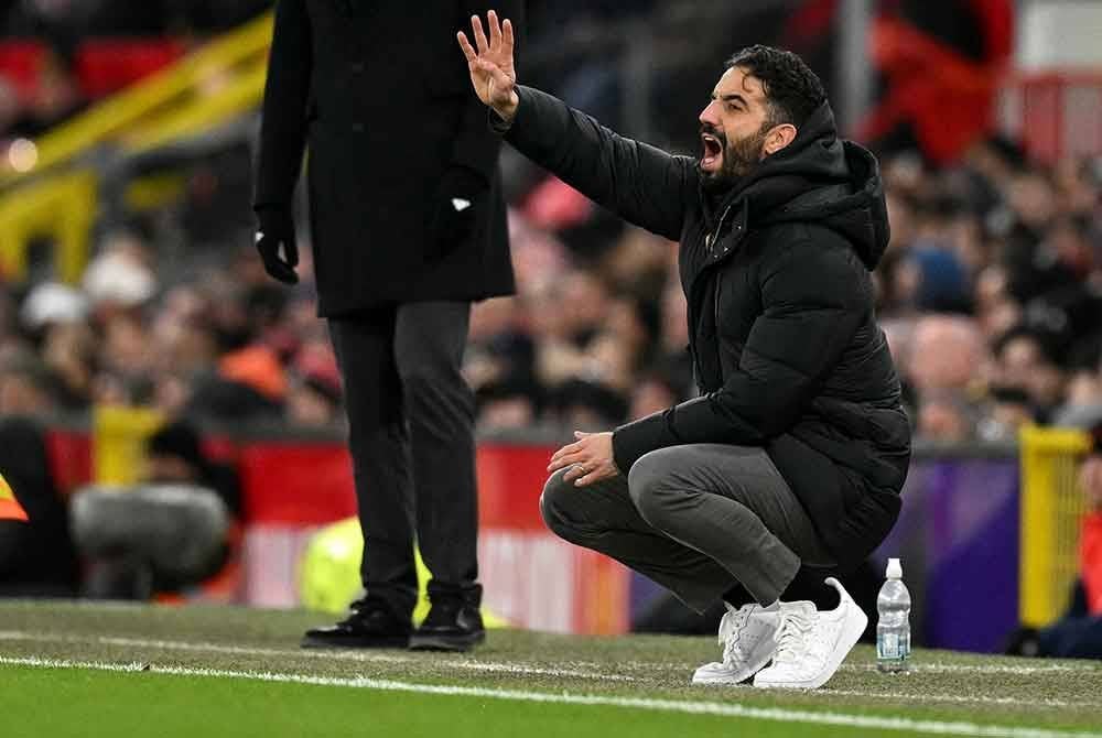 Amorim mengakui para pemain perlu meningkatkan prestasi permainan walaupun berjaya melakar kemenangan ke atas Leicester pada Sabtu. FOTO: AFP