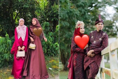 Kenangan yang tinggal antara Nur Syazwani (kiri) Nur Syahirah. Gambar kanan: Nur Syahirah (kanan) dan Muhamad Syahmi yang mendirikan rumah pada bulan lalu.