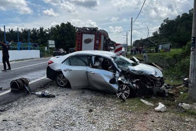 Lokasi kemalangan berkenaan. - Foto BBP Pontian