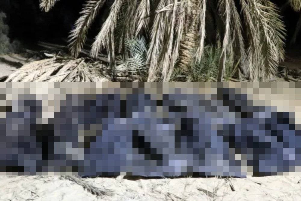 Mayat migran ditemukan di utara bandar Kufra, lokasi di mana puluhan migran pernah ditahan. Foto Agensi