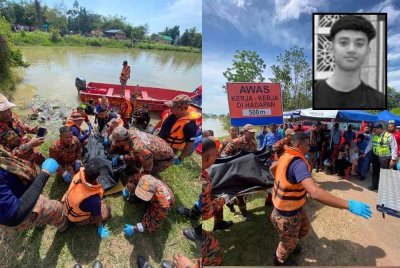 Mangsa dijumpai dalam jarak 10 meter dari lokasi dipercayai terjatuh. Foto Bomba (Gambar kecil: Nur Haidhar Nasrul)