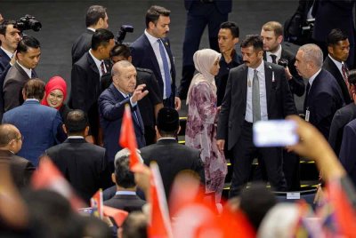 Erdoğan ketika hadir bagi menyampaikan syarahan umum di PICC pada Isnin. Foto Bernama