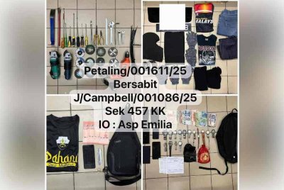 Kesemua suspek ditahan bersama barang rampasan membabitkan peralatan pecah rumah.