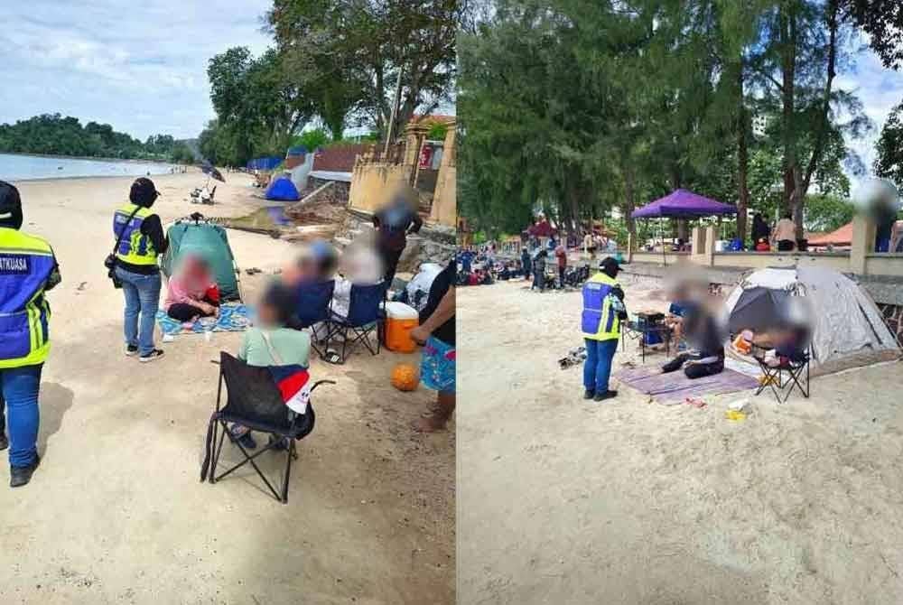 Penguatkuasaan dilakukan pegawai MPPD berhubung larangan memasang khemah di pantai Port Dickson - Foto Facebook MPPD