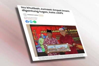 Laporan Sinar Harian berkaitan isu khutbah Jumaat.