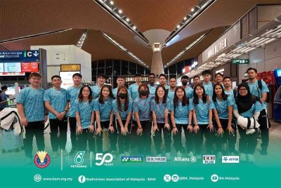 Skuad negara yang mengalas cabaran BAMTC 2025 di Pusat Sukan Qingdao Conson, Qingdao, China. Foto Badminton Association of Malaysia - BAM