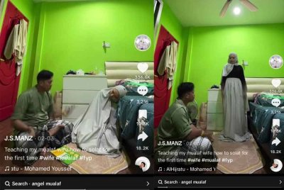 Jasmani mengajar isterinya solat.