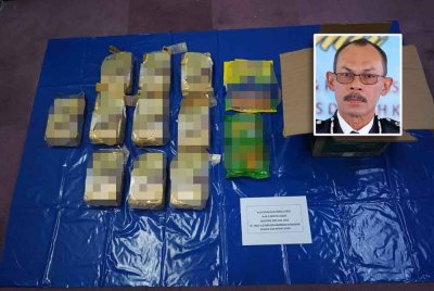 Antara dadah yang dirampas polis susulan tangkapan dua lelaki di KLIA Terminal 2, Sepang, Jumaat lepas. Gambar kecil: Azman