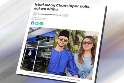 Laporan Sinar Harian mengenai isteri Along Cham, Afreena yang tampil membuat laporan polis selepas mendakwa ditipu seorang individu melibatkan wang sebanyak RM95,180.