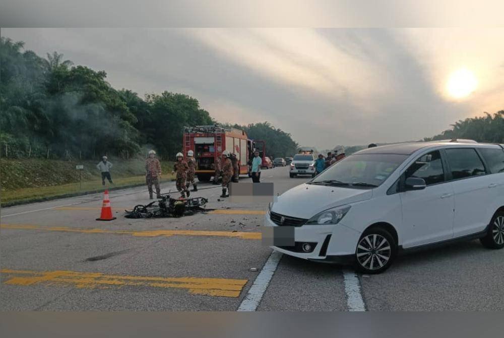 Lokasi kemalangan membabitkan seorang lelaki yang dilaporkan maut di Kilometer 43.1 Lebuhraya Senai-Desaru menghala ke Penawar pada Khamis.