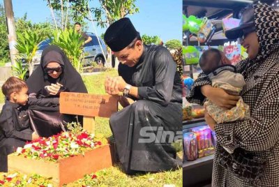 Jenazah anak bongsu pasangan Zaquan Adha dan Ayu Raudhah selamat dikebumikan di Tanah Perkuburan Islam Makam Tuan Haji Said pagi Rabu.