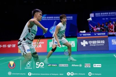 Kai Wun (kiri) dan Wei Chong memperagakan aksi cemerlang untuk meraih mata kedua buat negara. Foto Facebook BAM