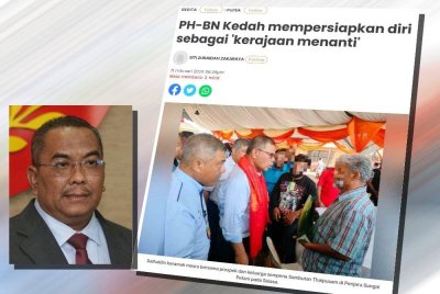 Laporan Sinar Harian berhubung kenyataan Saifuddin Nasution mengenai PH-BN mempersiapkan diri sebagai 'kerajaan menanti'. (Muhammad Sanusi)