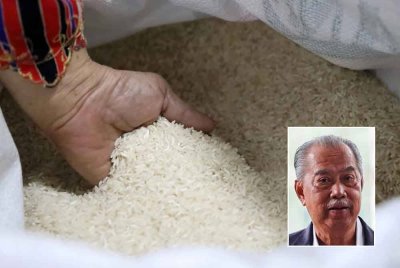 Muhyiddin (gambar kecil) dakwa terdapat pihak akan terus mengaut keuntungan berbilion ringgit dengan memanipulasikan harga bekalan beras tempatan yang dicampurkan dengan beras import sekiranya tiada tindakan dibuat.