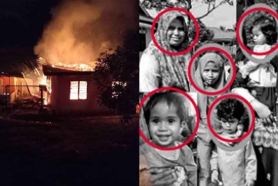 Litar pintas dipercayai menjadi punca kebakaran yang mengakibatkan lima beranak rentung di Kampung Berangan Enam, Umbai, Jasin pada Khamis.