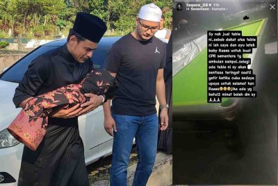Tangkap layar hantaran Instagram story Zaquan bercadang menjual meja snuker yang menjadi tempat terakhir dia dan isteri melakukan CPR ke atas anak bongsu mereka.