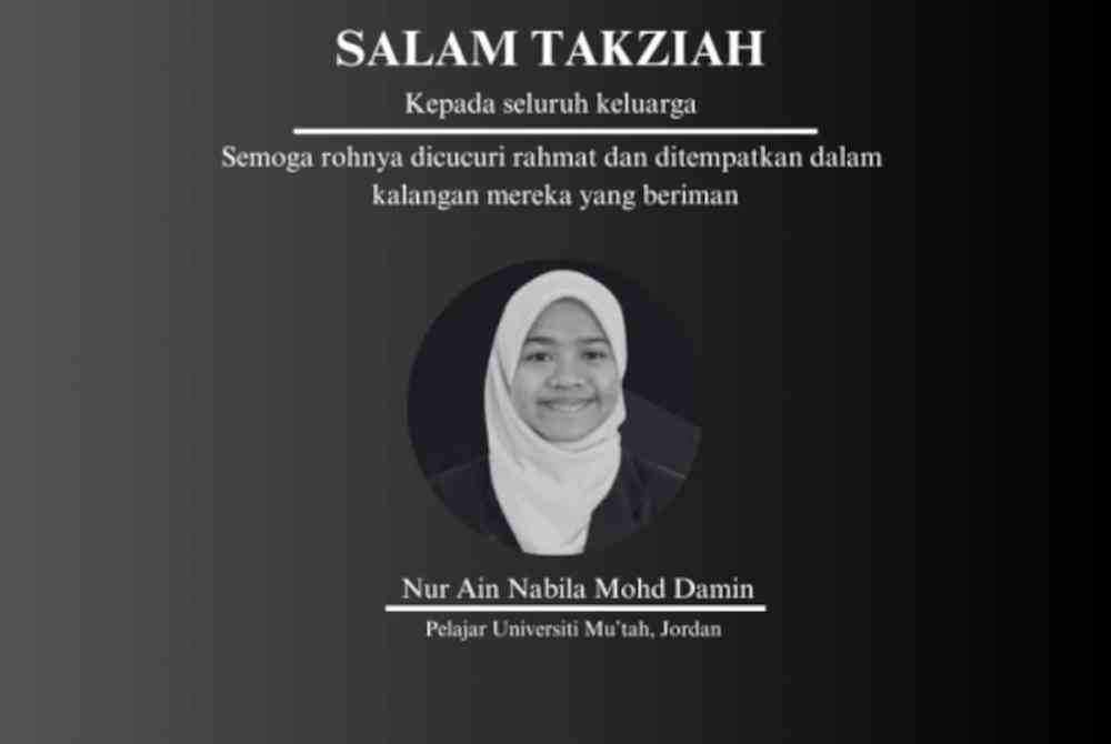 Nur Ain Nabila meninggal dunia selepas pulang daripada menunaikan umrah pada 11 Februari lalu.