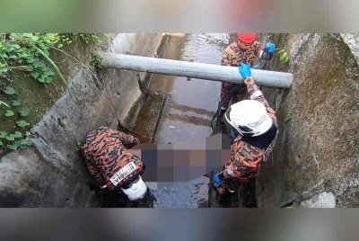 Mayat lelaki ditemui di dalam longkang sedalam kira-kira tiga meter di Kawasan Perindustrian Silibin, Ipoh pada pagi Isnin. Gambar hiasan