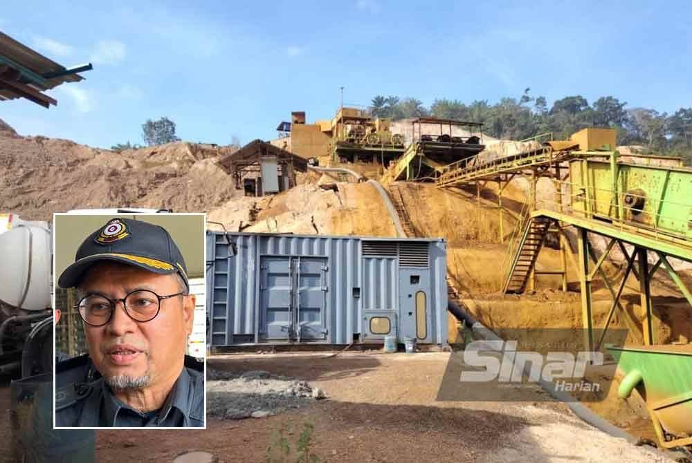 Lori tangki membawa muatan diesel di tapak perlombongan bijih besi tidak berlesen di Kuala Krai. Foto Ihsan KPDN, gambar kecil: Azman