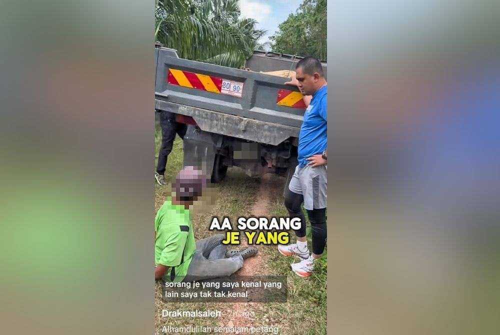 Tangkap layar dari aplikasi TikTok Dr Muhamad Akmal yang memaparkan beliau bersama pasukan polis berjaya menahan seorang pemandu lori yang membawa muatan kayu bakau secara haram pada petang Selasa.