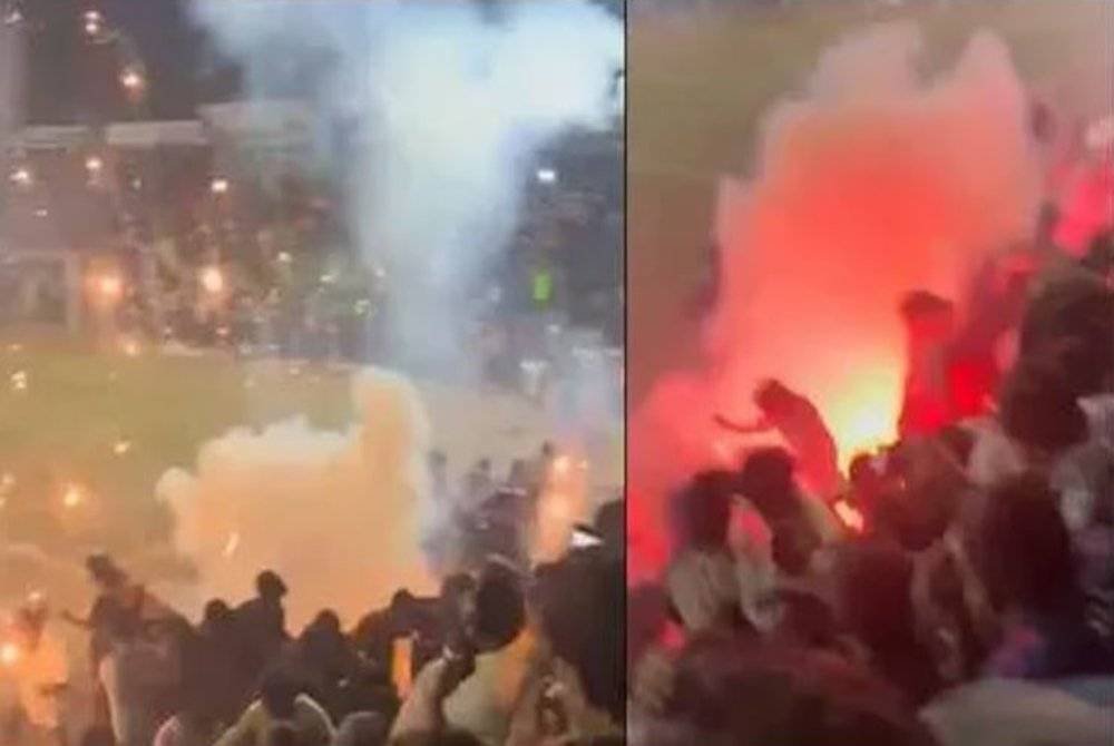 Lebih 30 penonton cedera selepas letupan bunga api di sebuah padang bola sepak di negeri Kerala, selatan India. Foto tular