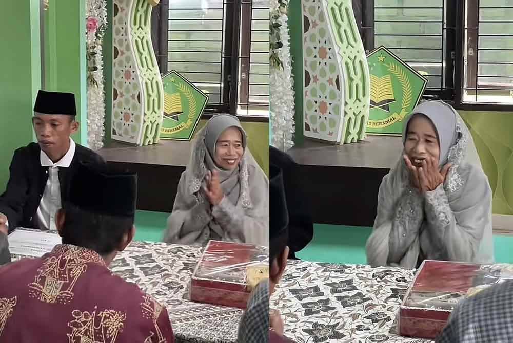 Reaksi 'bidadari vintage' yang sangat gembira, dan bertepuk tangan selepas pasangan lelakinya selesai melafazkan ijab kabul menjadi tular.