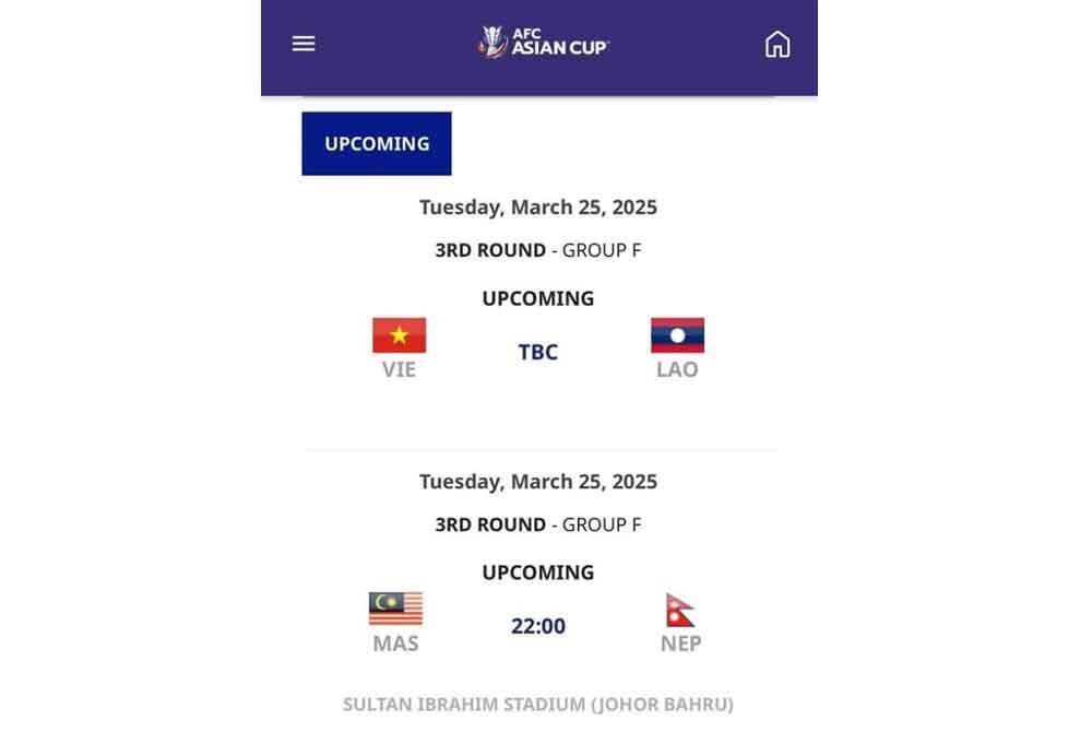 Jadual aksi Malaysia menentang Nepal di SSI bulan depan.