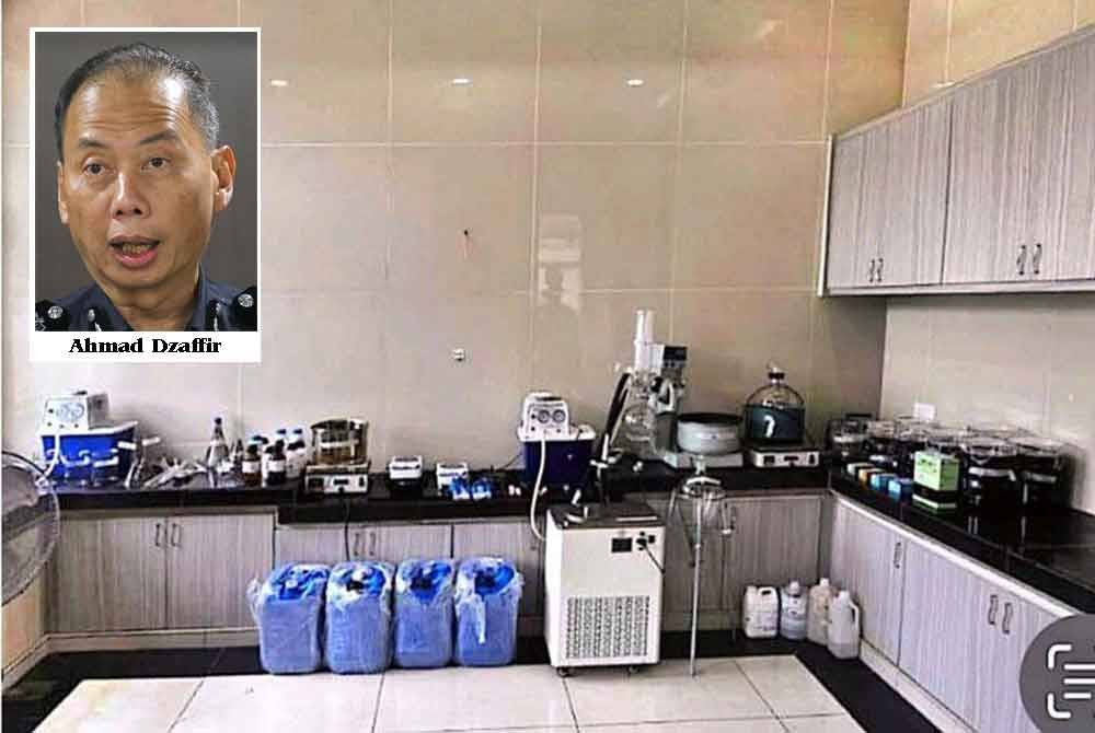 Polis tahan lima lelaki, bongkar makmal haram proses dadah di Nilai - Foto PDRM