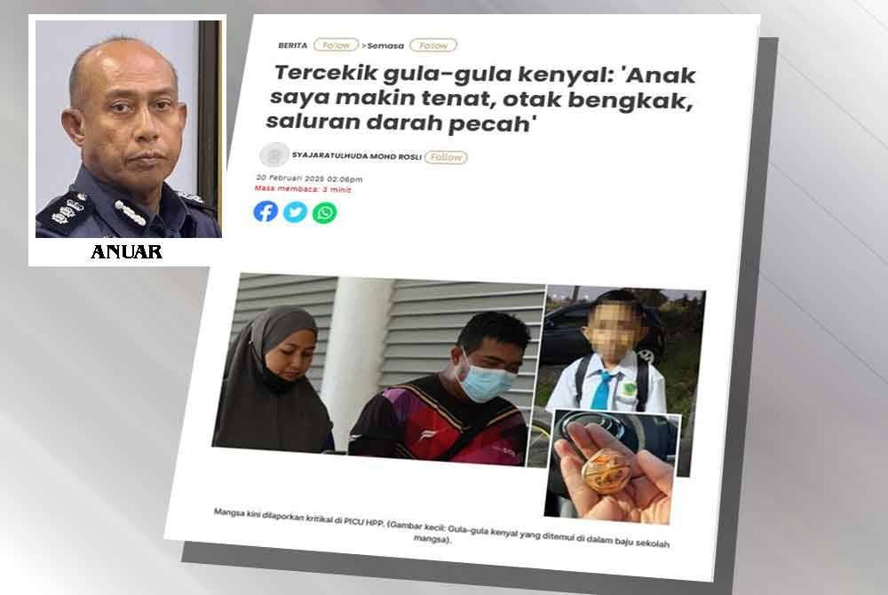 Laporan Sinar Harian berhubung insiden murid Tahun 5 yang tercekik gula-gula kenyal.