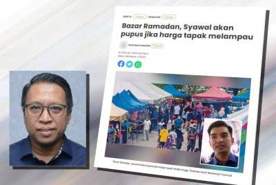 Laporan Sinar Harian berhubung isu bazar Ramadan, Syawal akan pupus jika harga tapak melampau. (Gambar kecil: Nasrun)