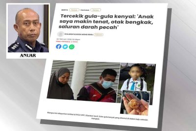 Laporan Sinar Harian berhubung insiden murid Tahun 5 yang tercekik gula-gula kenyal.