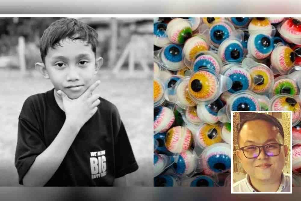 Jabatan Kesihatan Negeri (JKN) Pulau Pinang merampas gula-gula kenyal atau ‘Gummy Original Basketball Soft Candy’s’ yang dijual di sebuah gerai di Jalan Sungai Dua. Gambar kecil: Daniel Gooi Zi Sen