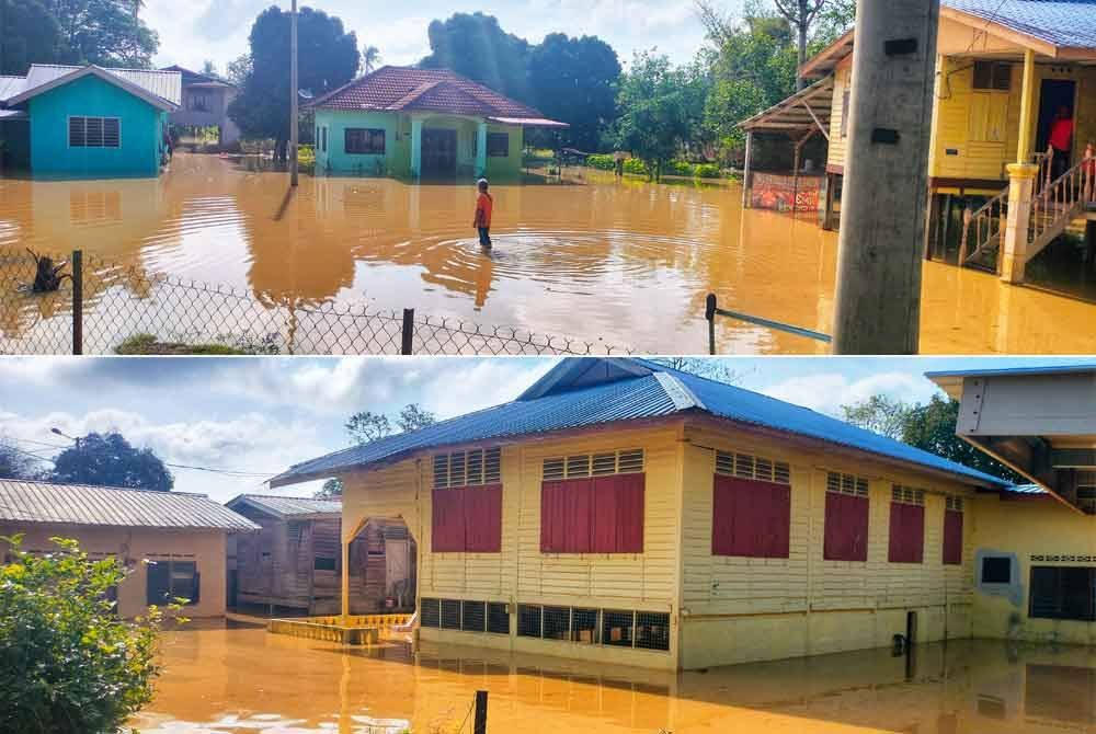 Antara rumah penduduk di Kampung Batu Kapor yang dinaiki air sejak Khamis.