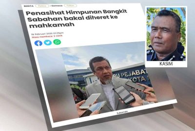 Laporan Sinar Harian mengenai kenyataan Penasihat Himpunan Bangkit Sabahan bakal diheret ke mahkamah.