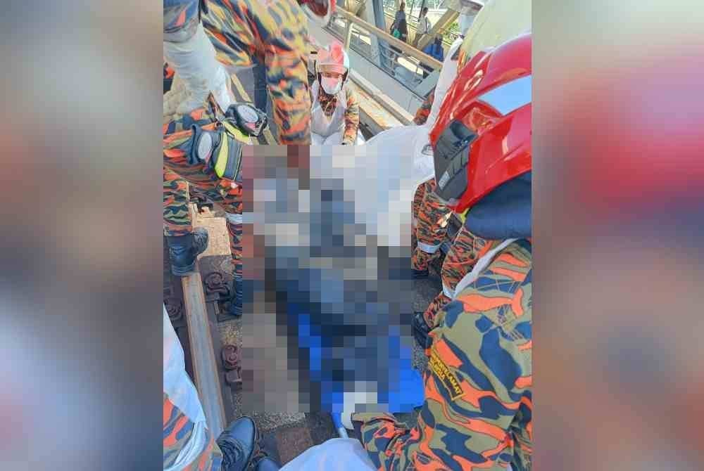Seorang lelaki OKU buta maut selepas terjatuh dan dilanggar kereta api di Stesen LRT Titiwangsa, Kuala Lumpur pada Sabtu. Foto: Bomba Kuala Lumpur