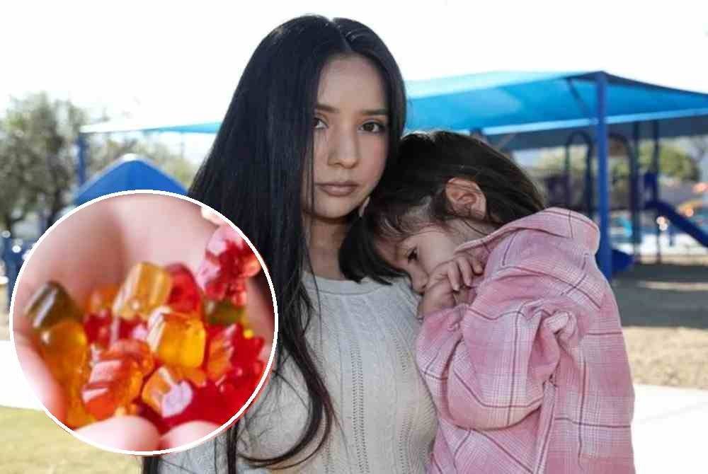 Maria Aylin mendukung anaknya Amelie Paredes kini lumpuh selepas tercekik gula-gula gammy ketika berusia 3 tahun - Gambar Agensi