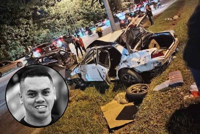 Keadaan di lokasi kemalangan melibatkan empat buah kenderaan di Kilometer (KM) 26.5 Jalan Kuala Terengganu–Kuala Berang dekat Wakaf Tapai, Marang malam tadi. Foto: Media sosial