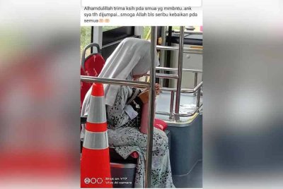 Nurkhairina Husna dijumpai selamat dalam sebuah bas di daerah Marang pada Sabtu. Foto Tular media sosial