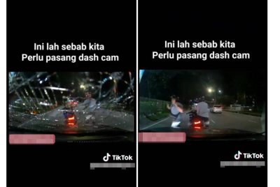 Polis sahkan video memaparkan perbuatan khianat seorang penunggang motosikal yang memecahkan cermin depan sebuah kereta adalah kes lama.