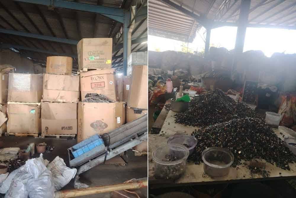 Antara bahan disyaki e-waste yang ditemui di premis kilang sekitar Segamat, Johor pada Isnin.
